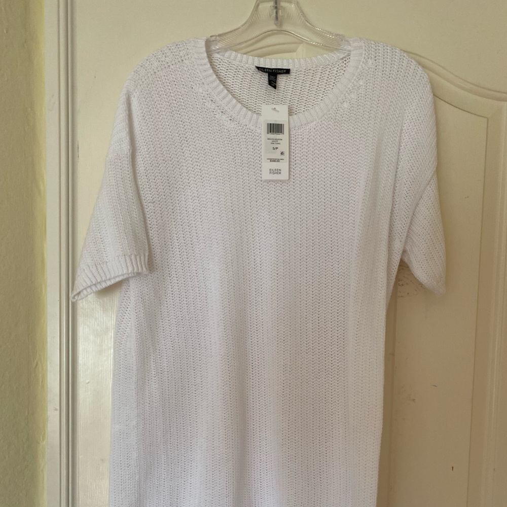Eileen Fisher white tunic sweater Small